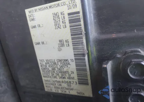 2010 Nissan Altima 2.5 S z USA, uszkodzony, nr VIN 1N4AL2AP9AN406873